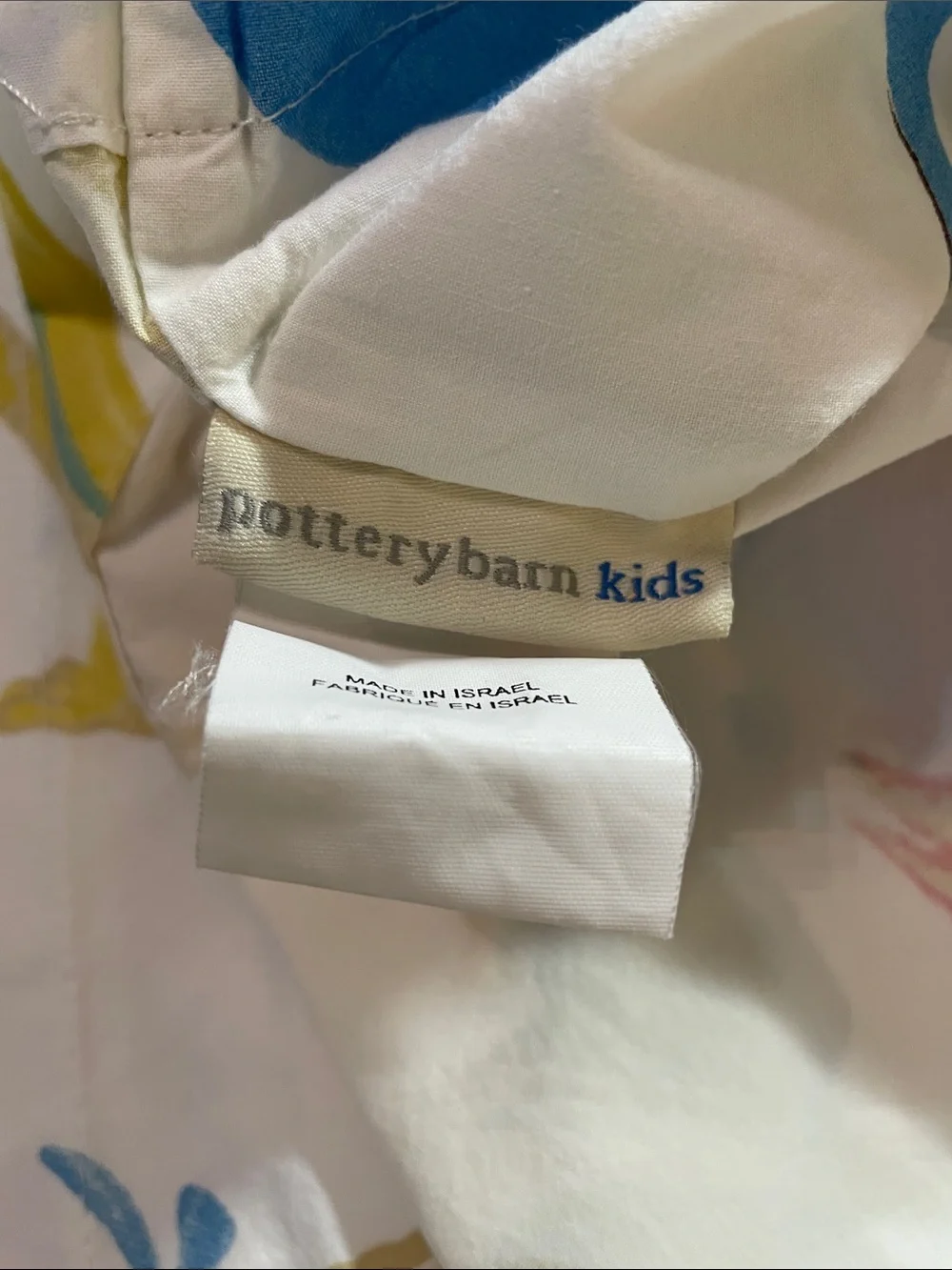 Pottery Barn Kids 100%Cotton “Finn Dino” with Blue, Yellow & Red dinosaurs
